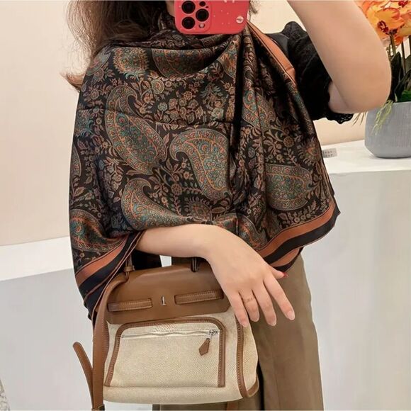 Boutique Red Zebra Pattern Satin Blanket Scarf - Picture 6 of 7